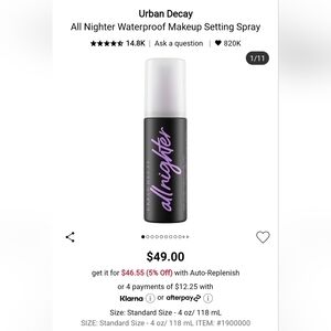 Urban Decay All Nighter Setting